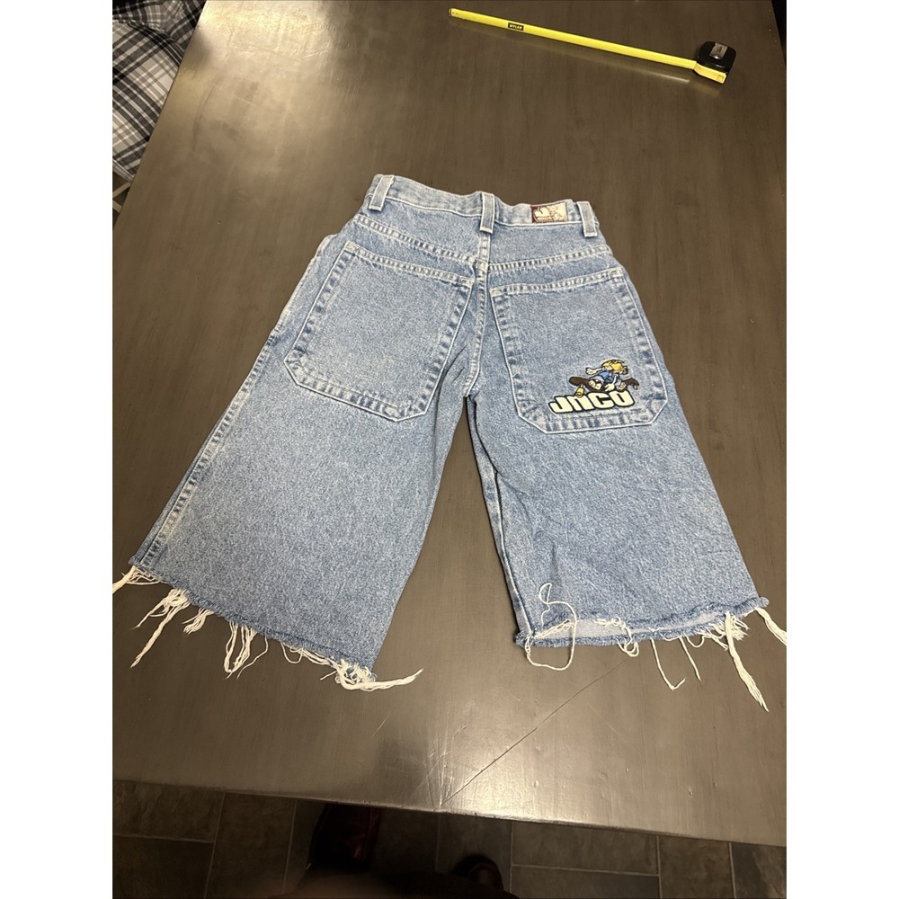 Vtg 90s JNCO Jeans Shorts Flame‎ Head Baggy  Hiphop Grunge USA Size 8 24 Skater